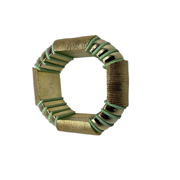 Stretch Wide Bangle Bracelet Gold Tone Vintage Evening Timeless - Picture 2 of 5